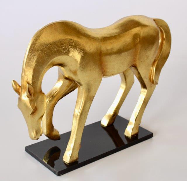 Gold Horse On Black Base